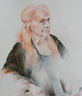 Portrait of Betty, full-length, colored pencils