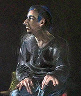 Sitting male figure, Black Stonhenge Paper, Derwent Studio Pencils