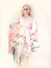 Seated female nude figure, Derwent Studio Pencils