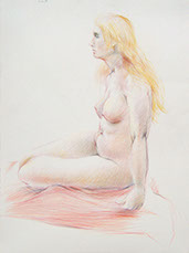 Sitting nude female figure, Derwent Studio Pencils