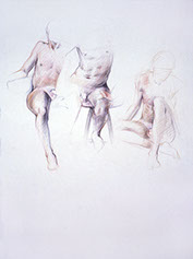 Sitting nude male figures, Derwent Studio Pencils