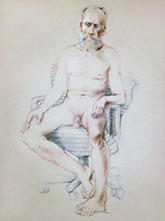Sitting male nude figure, Derwent Studio Pencils