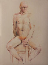 Sitting male nude, Kraft Stonhenge Paper, Derwent Studio Pencils