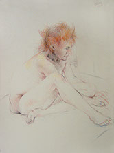 Sitting female nude figure, Derwent Studio Pencils