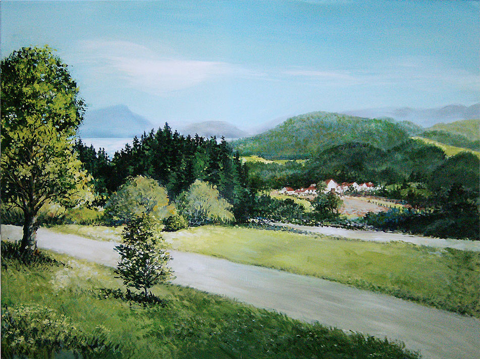 Berkshires landscape, north of Pittsfield, Massachusetts, Acrylics on canvas