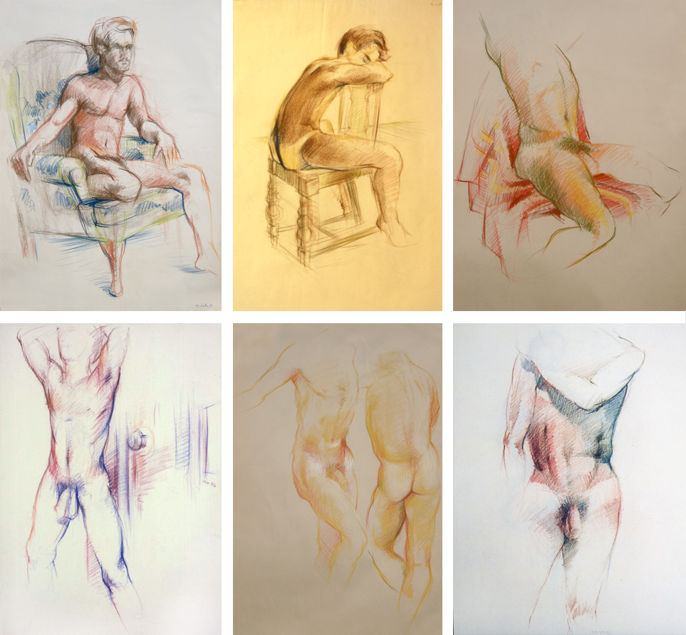 Male nude figure drawings: Derwent Studio Pencils